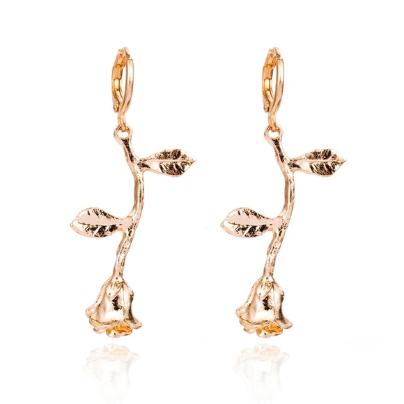 Antique Design//Roses Earrings Silver/Gold - Picture 3 of 3